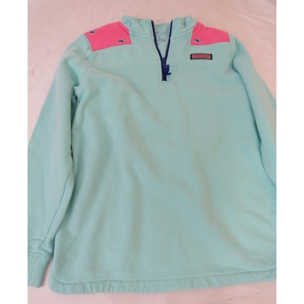 Vineyard Vines Girls Size XL 16 Teal Blue‎ Shep Shirt 1/2 Zip Pullover Cotton